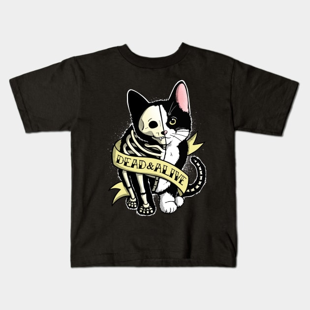 Schrodinger cat tattoo Kids T-Shirt by NemiMakeit